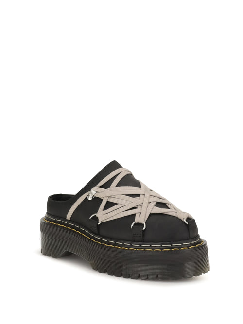 Rick Owens Quad Sole Megalace Mules - Black
