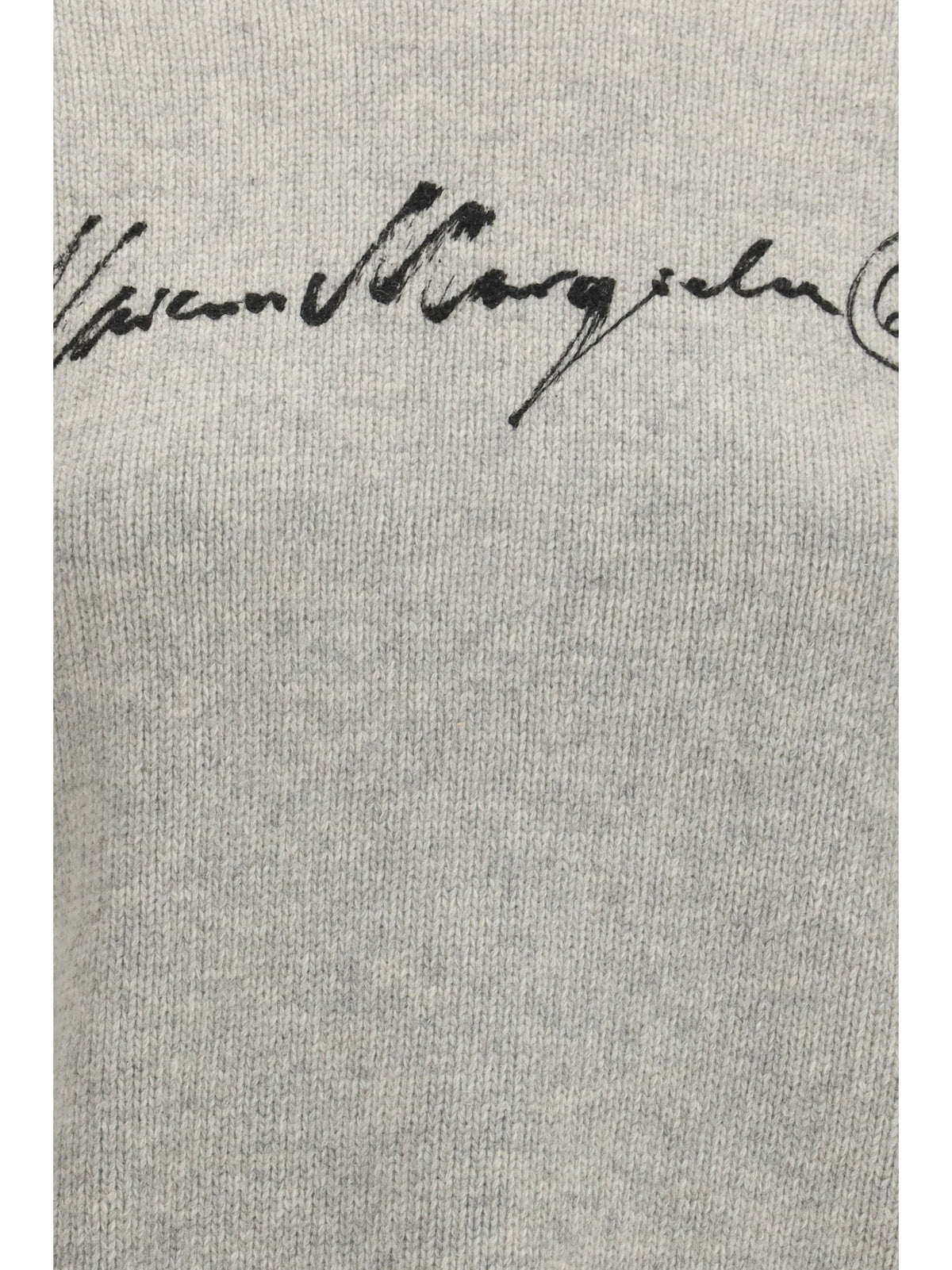 MM6 Maison Margiela Knitted Sweater with logo lettering - Grey Melange-Black Print