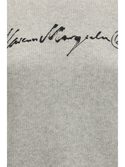 MM6 Maison Margiela Knitted Sweater with logo lettering - Grey Melange-Black Print