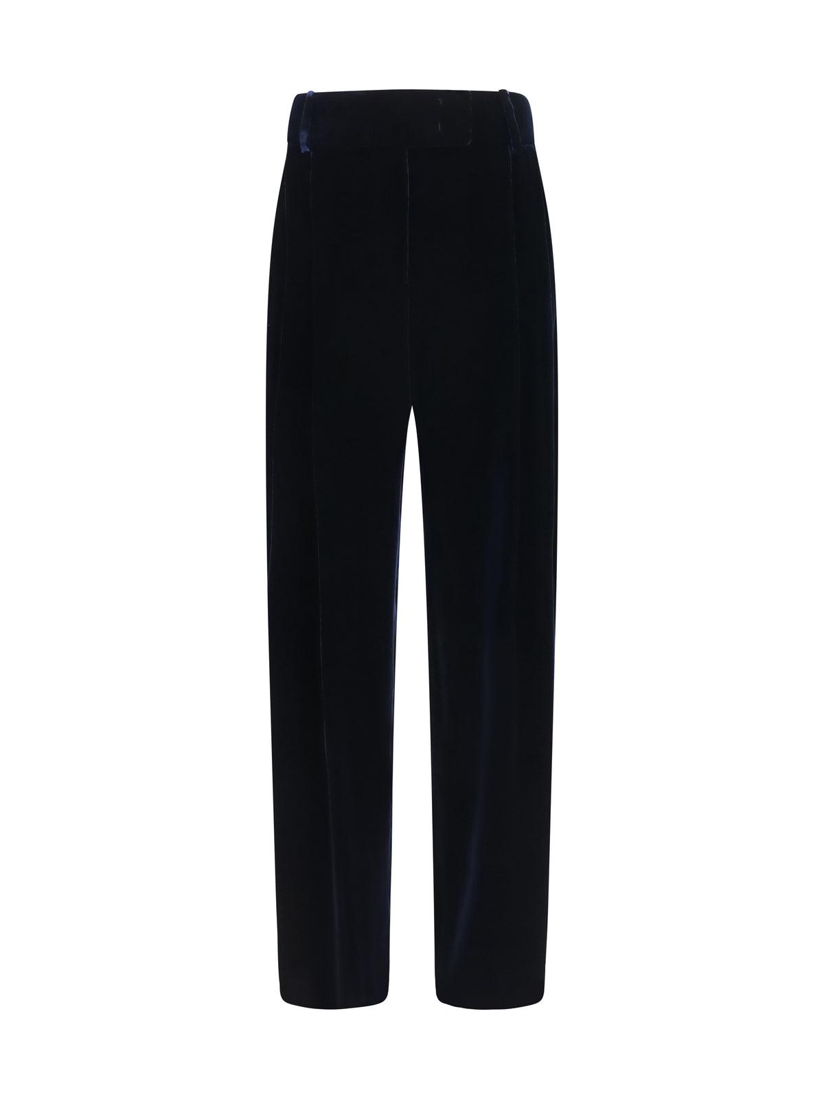 Giorgio Armani Wide leg Pants with double pleats in viscose and silk velvet - Night Sky