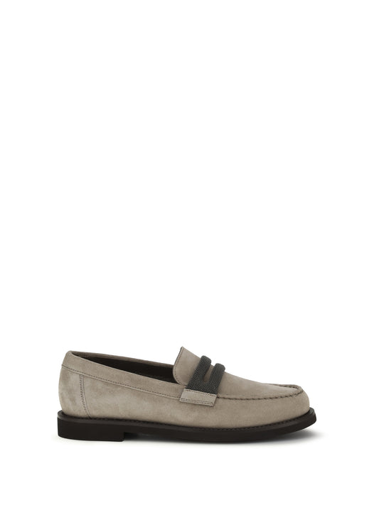 BRUNELLO CUCINELLI Penny Loafers in suede with precious clamp