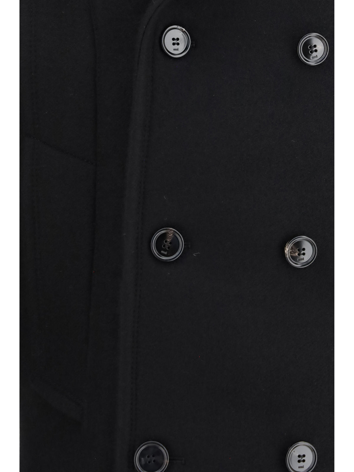 Ami Paris Virgin wool short Caban Coat - Noir
