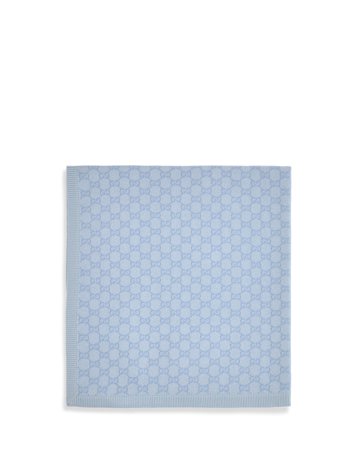 Gucci GG Monogram wool Blanket for Baby - Ivory/Sky Blue