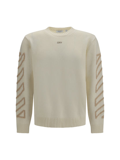 Off-White Arrow Fuzzy crewneck Sweater - Cream