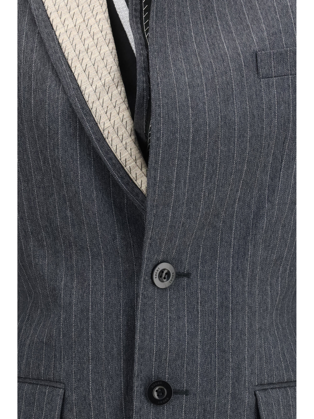 Sacai Pinstripe single breasted Jacket - Black