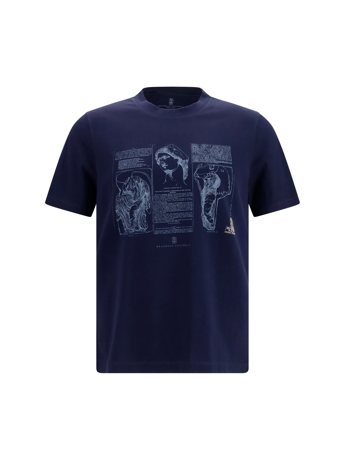 Brunello Cucinelli Cotton printed T-shirt - Cobalto+Grigio Medio+174