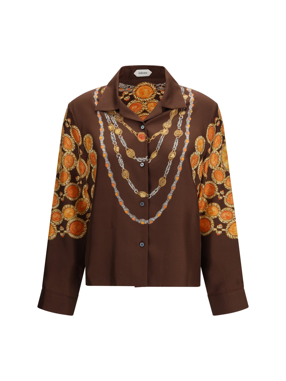 Versace Chain print buttoned Shirt - Chocolate+Amber