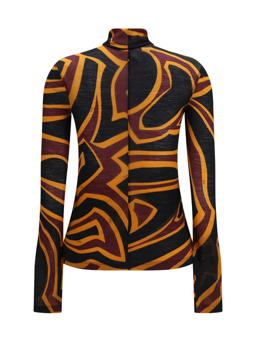 Pucci Fiammato Wool Jersey Top - Burgundy Gold