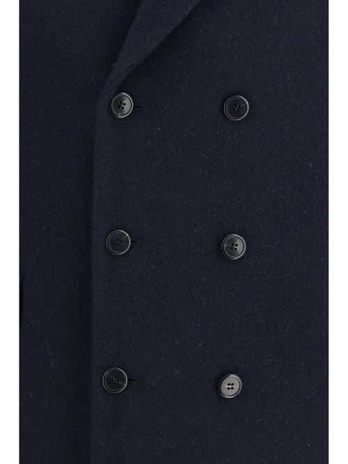 Prada Double-breasted Shetland wool Coat - Bleu