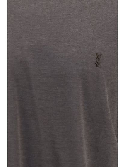 Saint Laurent Cassandre silk and cotton T-Shirt - Ebene