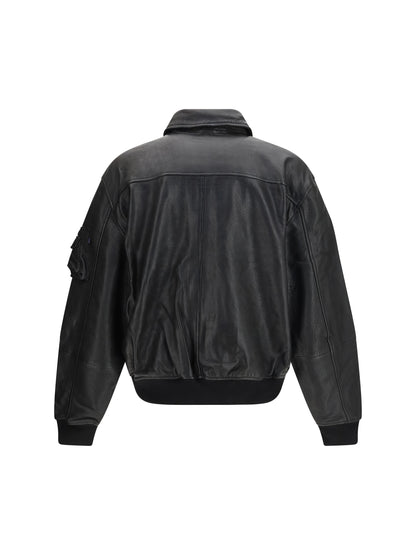 Alpha Industries CWU-36/P leather UV Bomber Jacket - Black