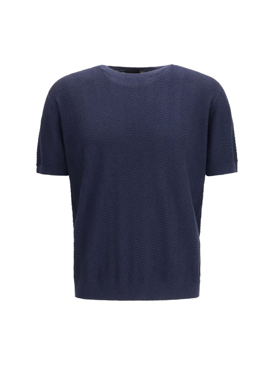 GIORGIO ARMANI Short-sleeved cotton and silk Sweater