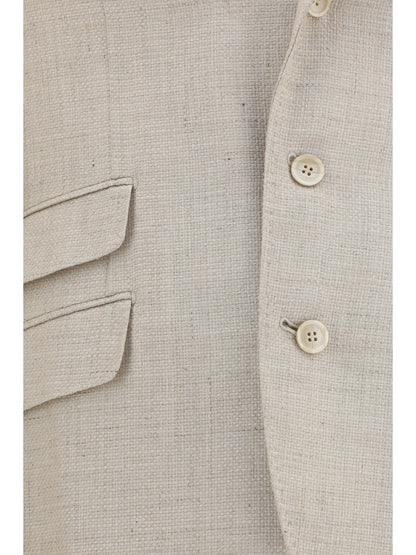 BRUNELLO CUCINELLI Hopsack Suit in silk, linen, and wool