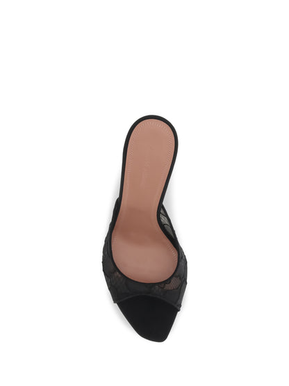 Amina Muaddi Alexa Lace Sandals - Black Lace