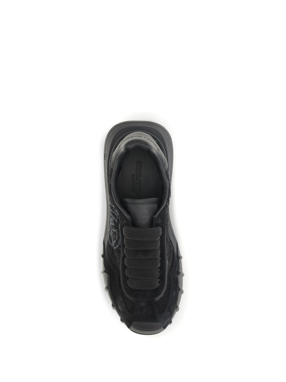 Dolce & Gabbana Leather and lace Sneakers - Black/Black