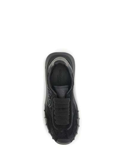 Dolce & Gabbana Leather and lace Sneakers - Black/Black