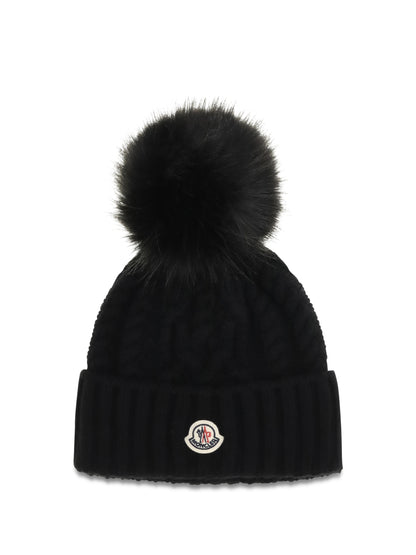 Moncler Wool and cashmere Beanie with pom-pom - Black