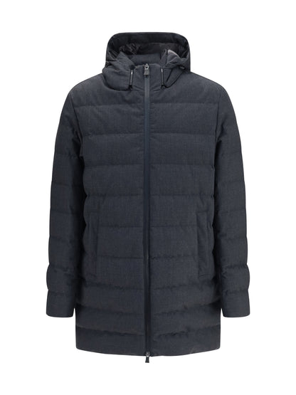 Herno Long padded Hooded Jacket - Ferro