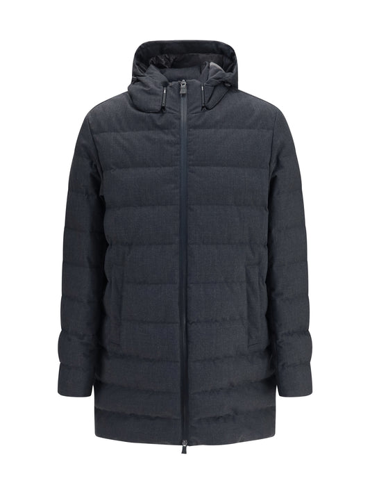 Herno Long padded Hooded Jacket - Ferro