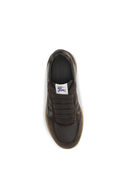 Burberry Terrace Check leather and suede Sneakers - Dark Brown/Dark Brown