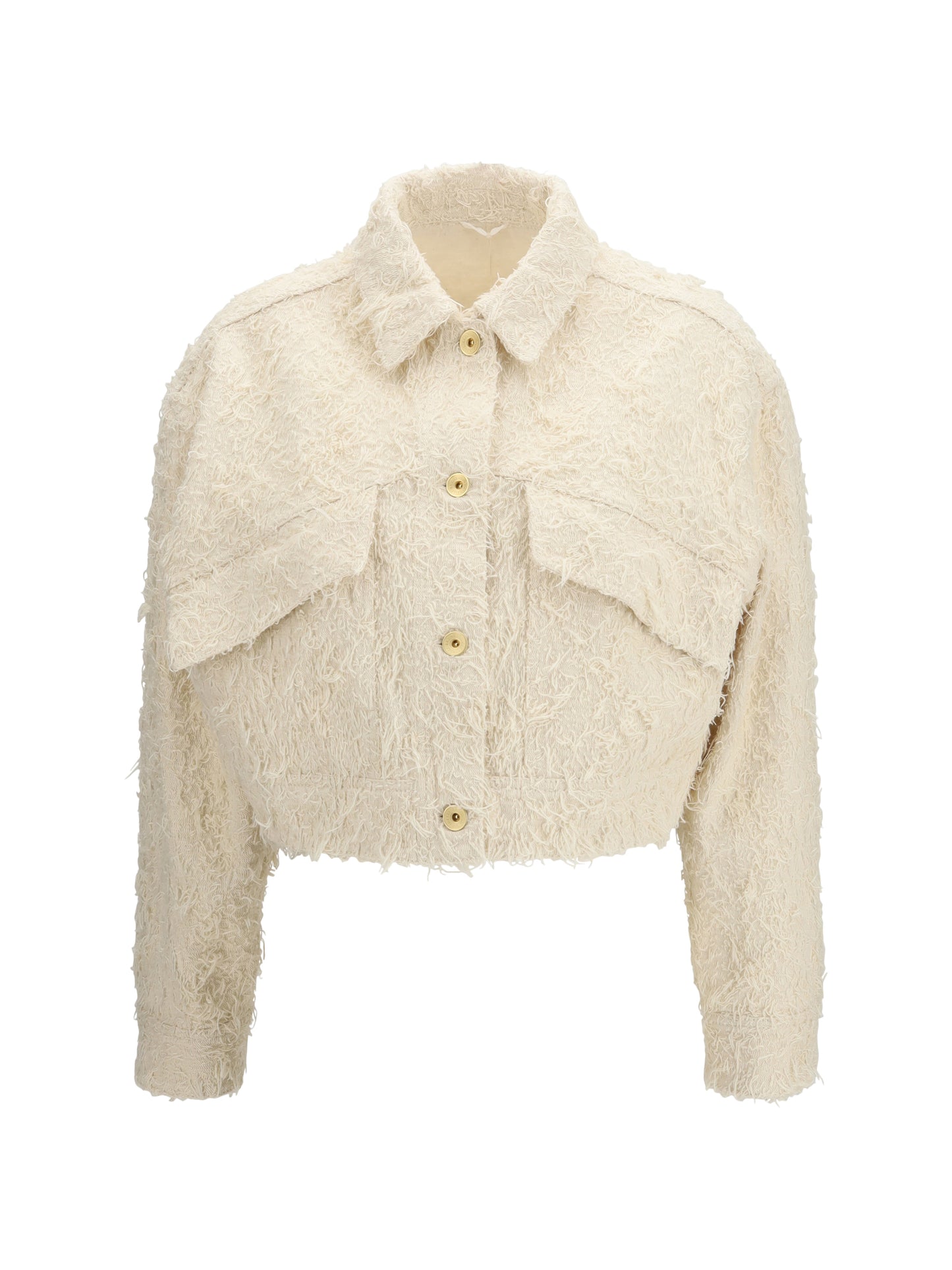 BRUNELLO CUCINELLI Fuzzy dyed denim outerwear Jacket with monili