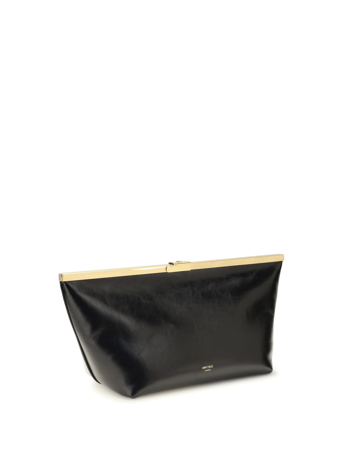 Jimmy Choo Large Ganache Biker Leather Clutch - Black/Gold