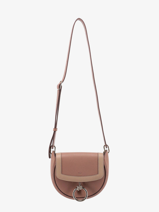 Chloe' Leather Shoulder Bag With Metal Ring