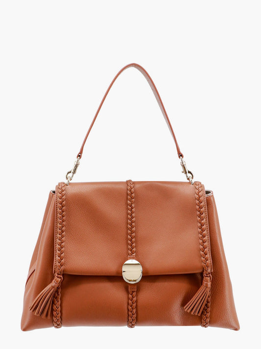 Chloe' Leather Shoulder Bag With Engraved Logo