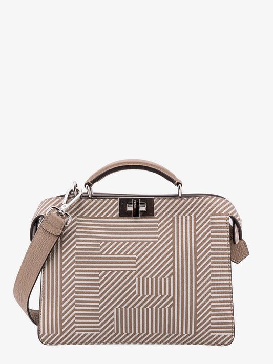 Fendi Leather Handbach With Ff Print