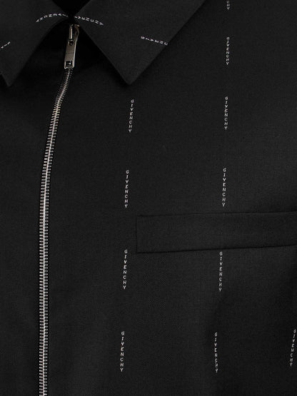 Givenchy Wool Blazer With All Over Logo Print