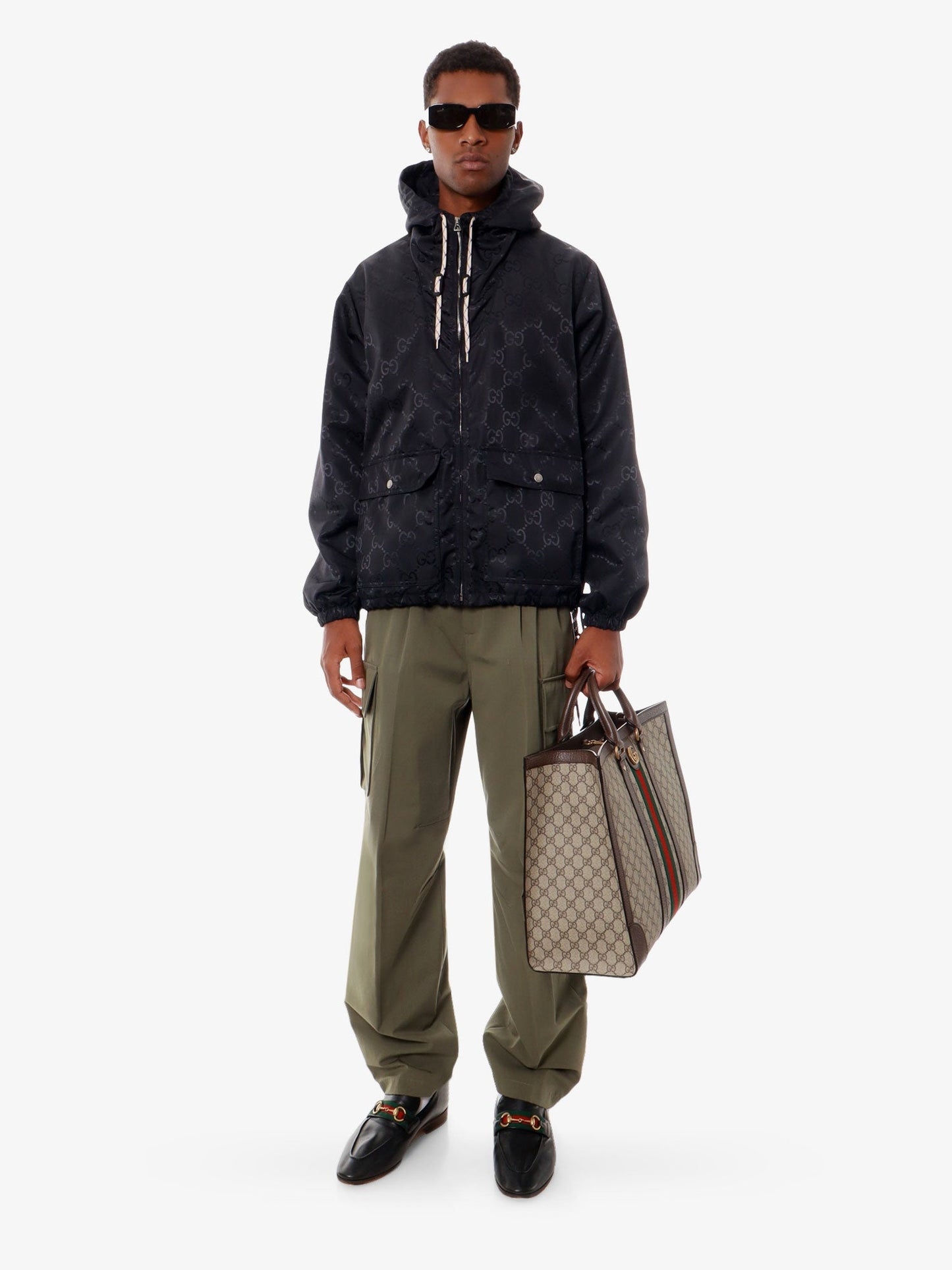 Gucci Cotton Cargo Trouser With Gg Fabric Inserts