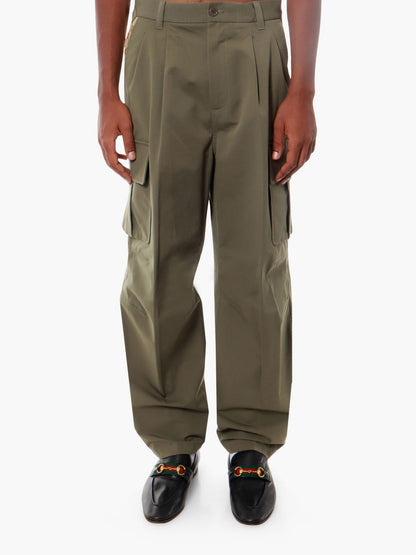 Gucci Cotton Cargo Trouser With Gg Fabric Inserts