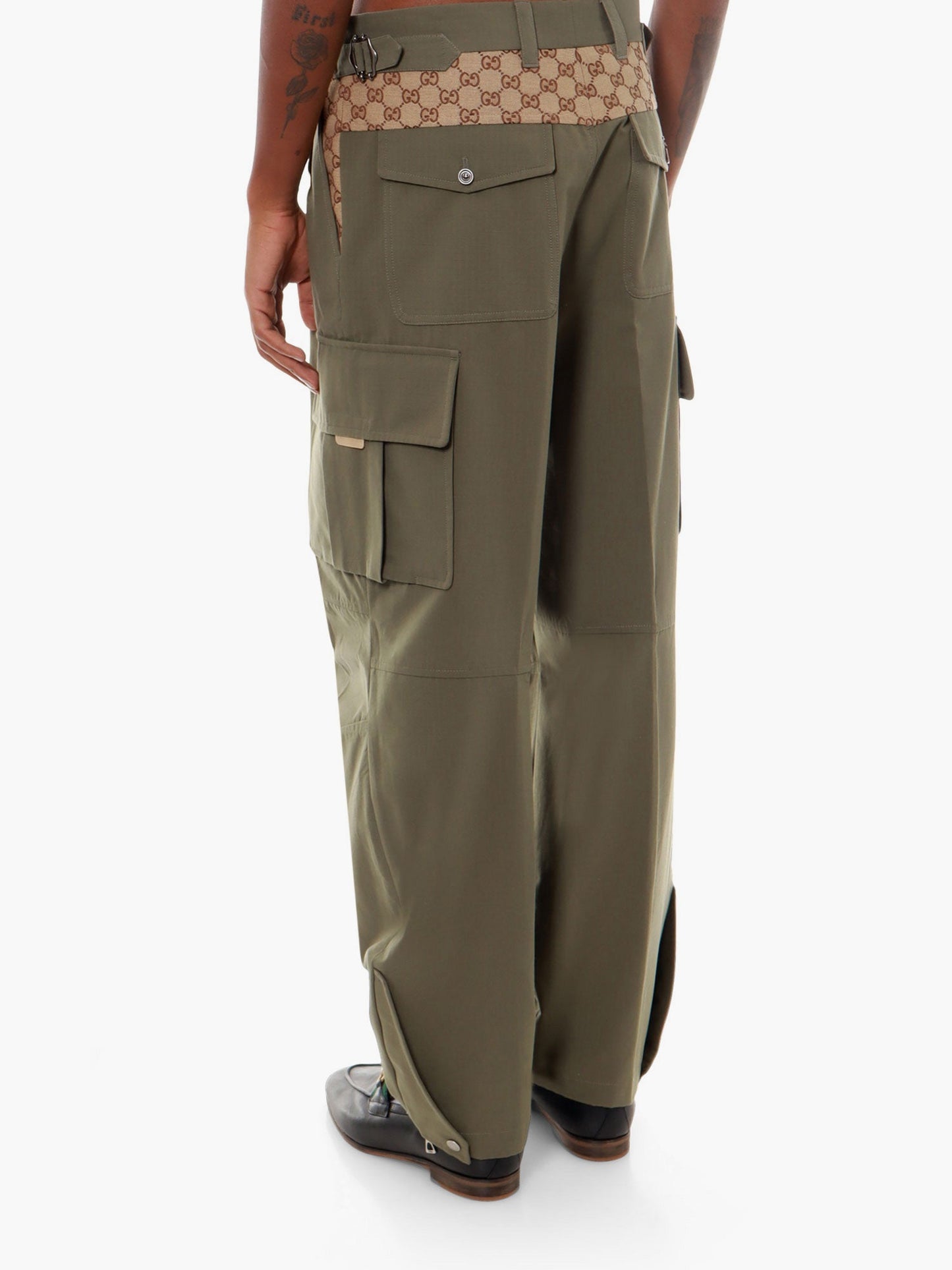 Gucci Cotton Cargo Trouser With Gg Fabric Inserts