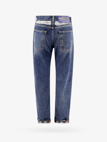 Maison Margiela Cotton Jeans With Wool Madras Details
