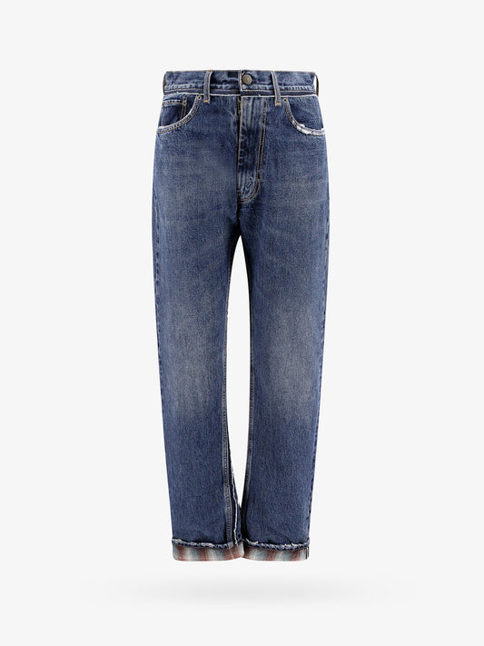 Maison Margiela Cotton Jeans With Wool Madras Details