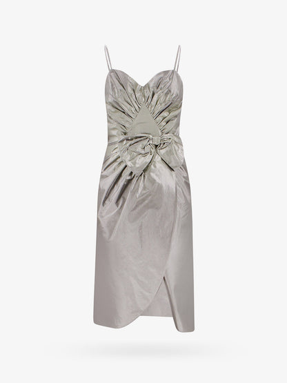 Maison Margiela Laminted Cotton Dress With Frontal Bow