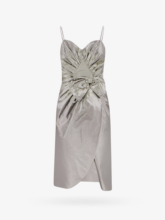 Maison Margiela Laminted Cotton Dress With Frontal Bow
