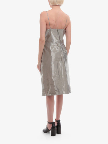 Maison Margiela Laminted Cotton Dress With Frontal Bow