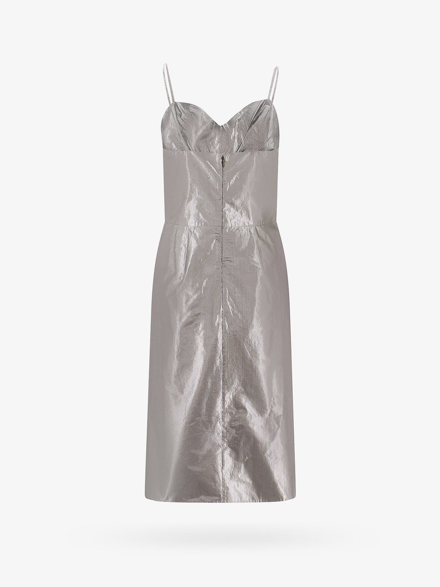 Maison Margiela Laminted Cotton Dress With Frontal Bow