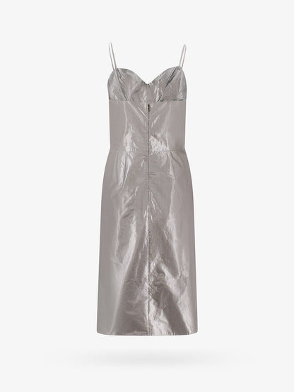 Maison Margiela Laminted Cotton Dress With Frontal Bow