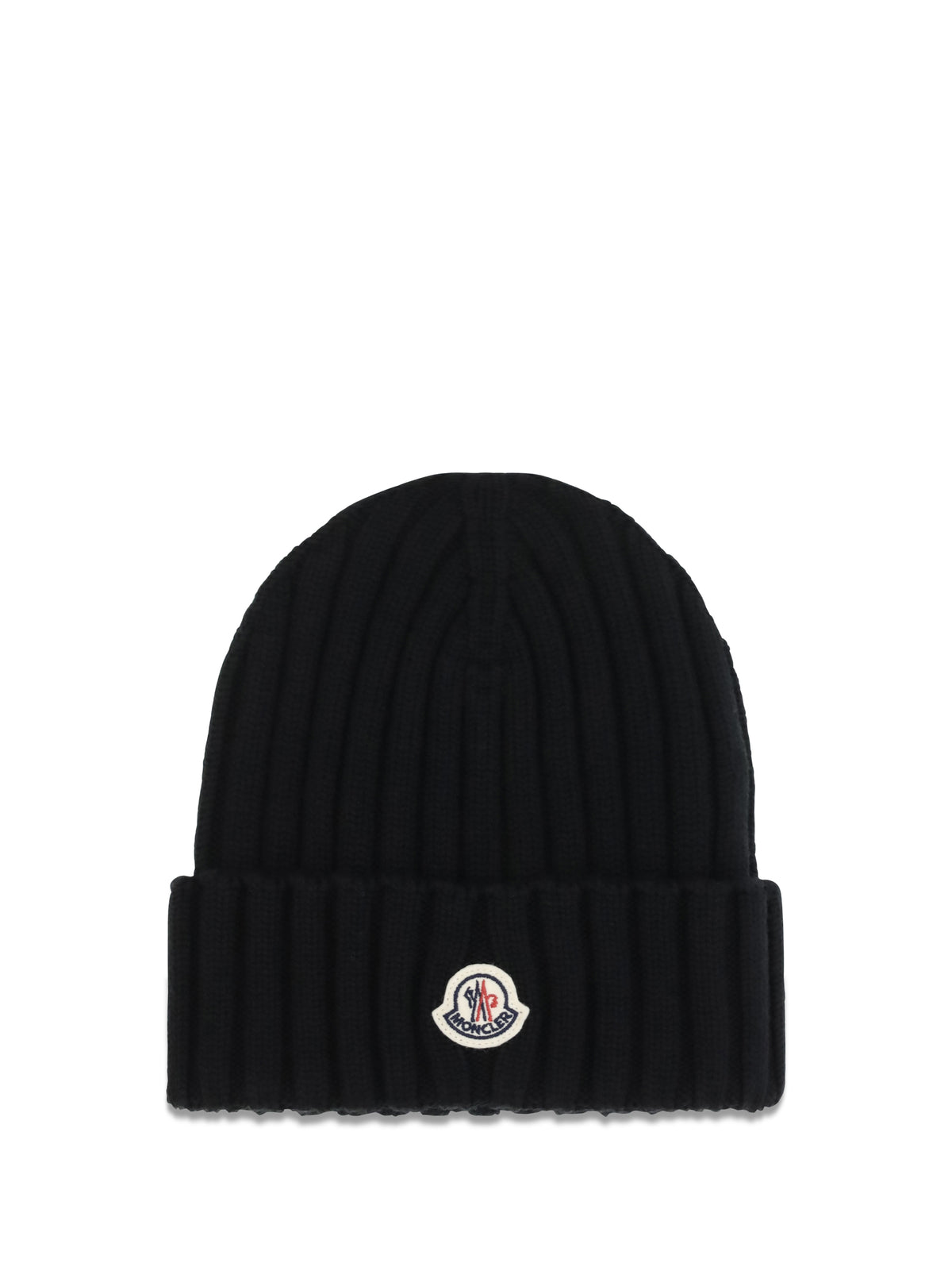 Moncler Wool Beanie with logo - Black