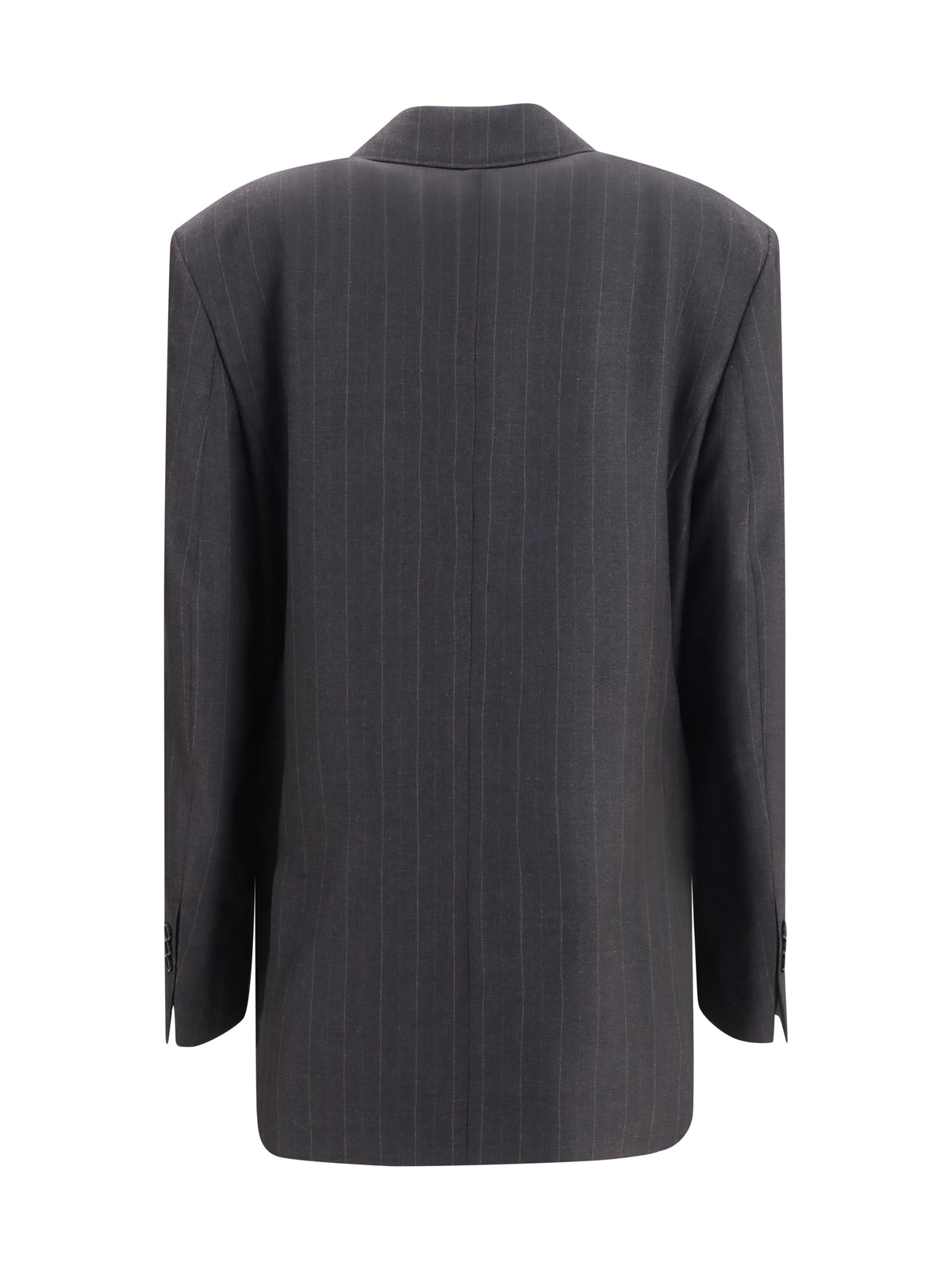 Ami Paris Striped wool double breasted Blazer - Gris Charcoal/Marron Choco