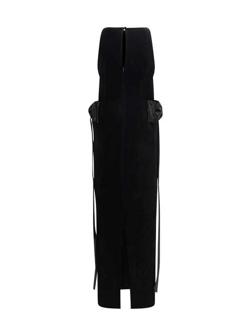 Self-Portrait Velvet Long Dress with decorative bow - Black
