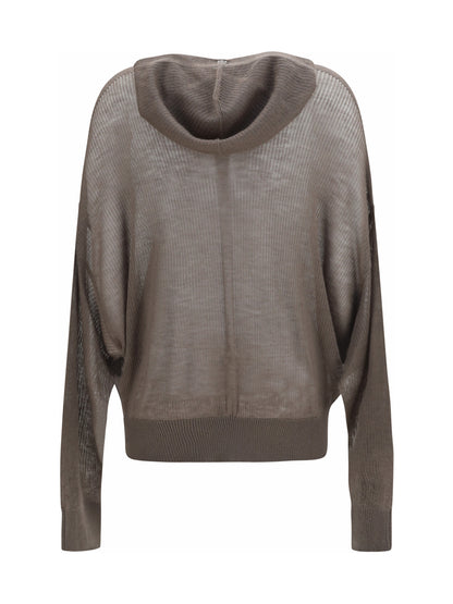 Rick Owens Semi-sheer knit Hoodie - Dust