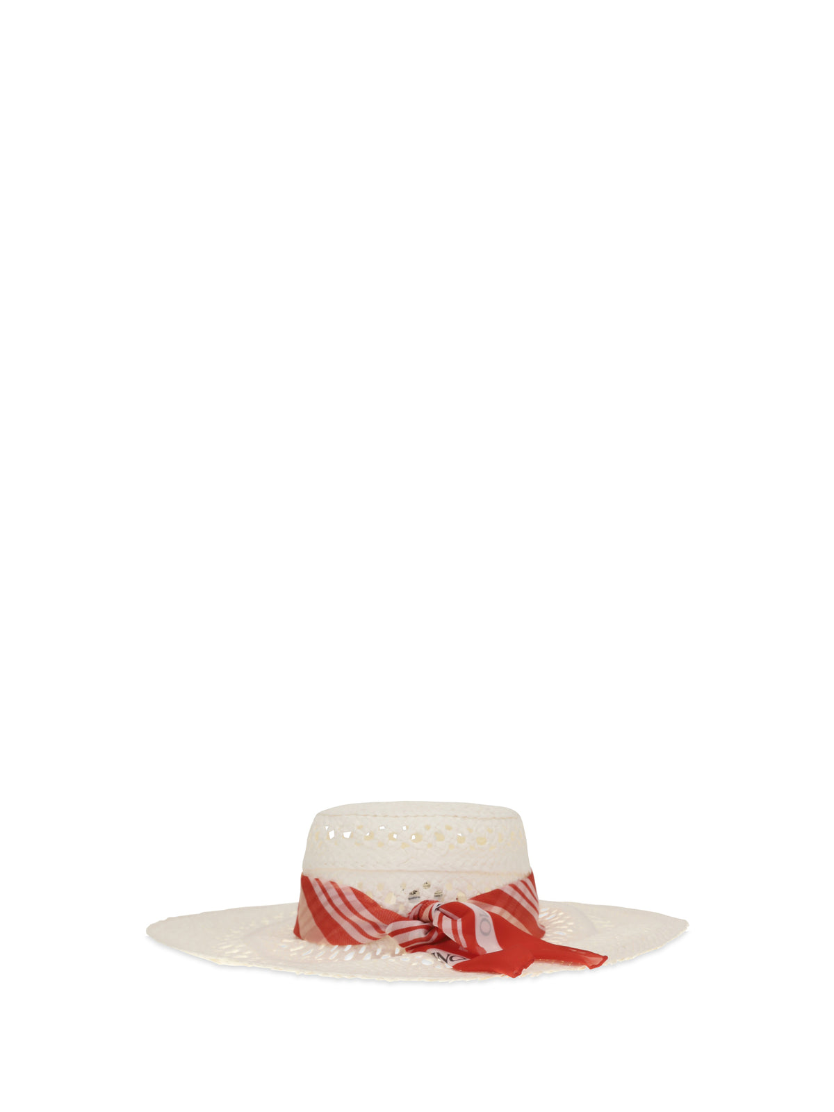 Ermanno Scervino Wide-brim Hat with vichy print silk scarf - Banana Crepe/Biondo