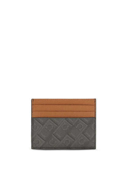 Ferragamo Monogram leather Cardholder - Grey Patterned Dark