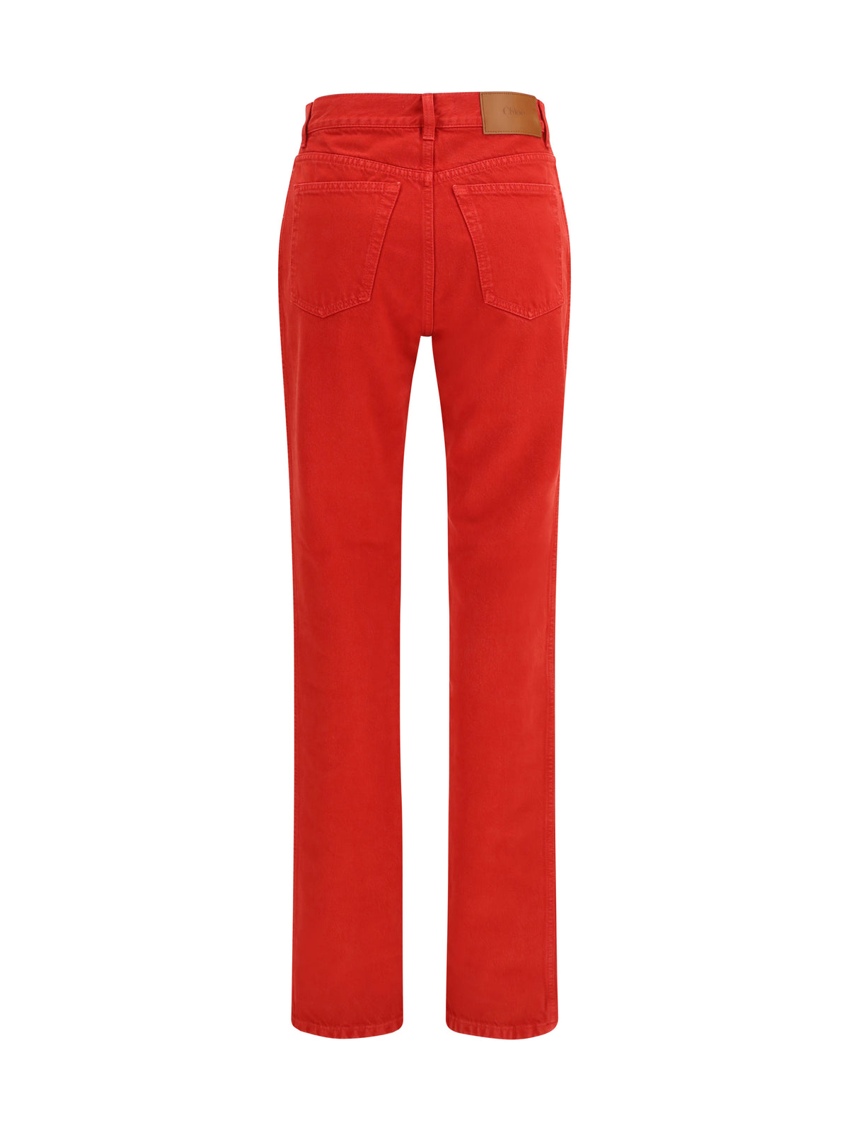 Chloé Cotton denim Pants - Berry Red