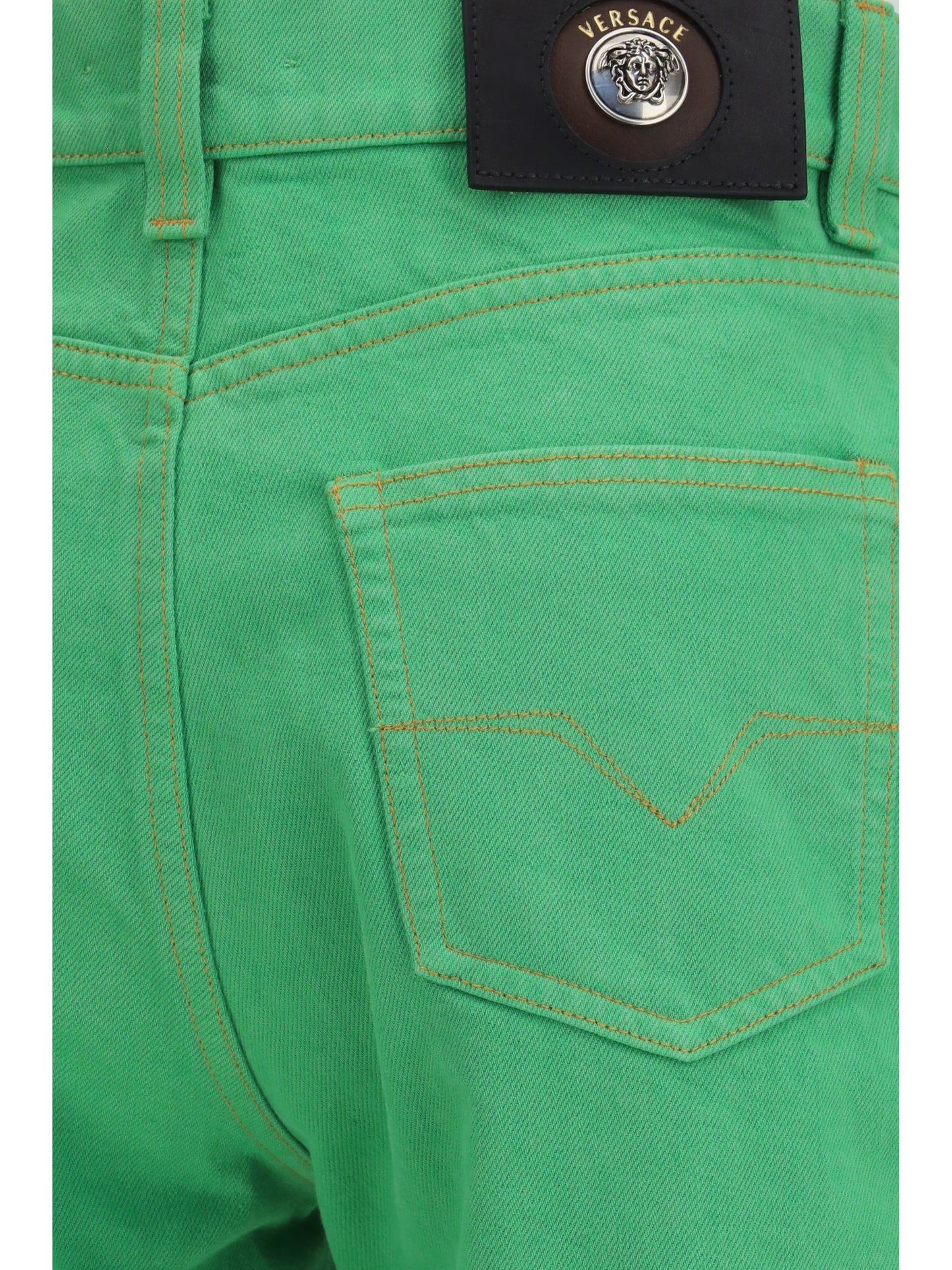 VERSACE Cropped cotton denim Jeans