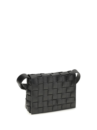 Bottega Veneta Orto Messenger Crossbody Bag - Black-Silver-Black
