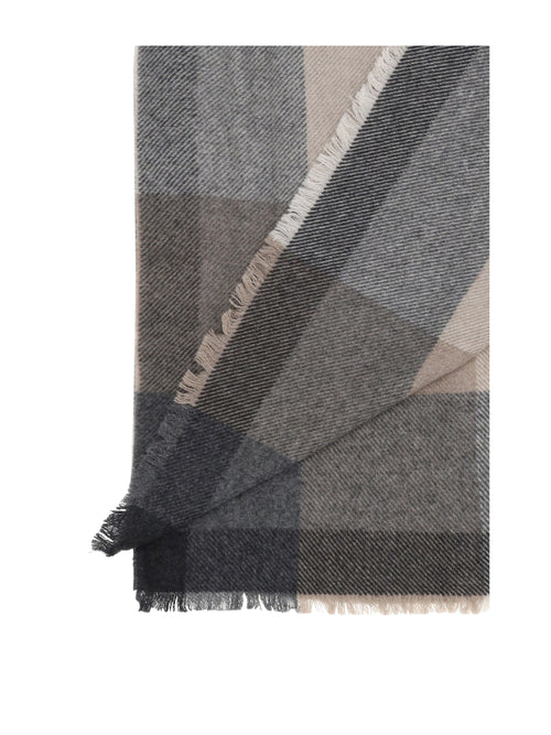 Brunello Cucinelli Wool and cashmere Scarf - Grey/Brown/Anthracite/Grey/Sand